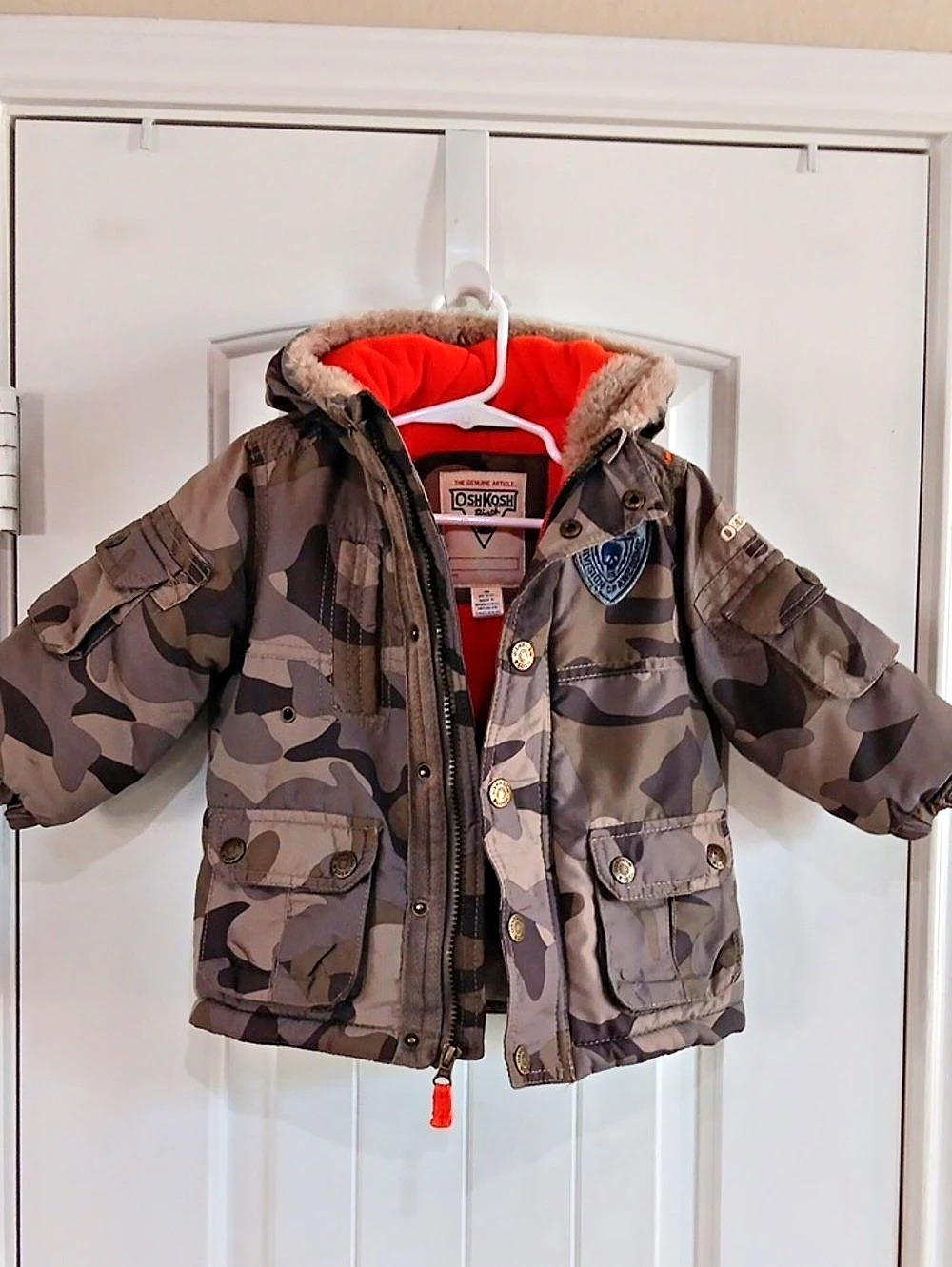OshKosh B'gosh Y2K Camo Fleece Lined Winter Utility Puffer Jacket Boy 18M